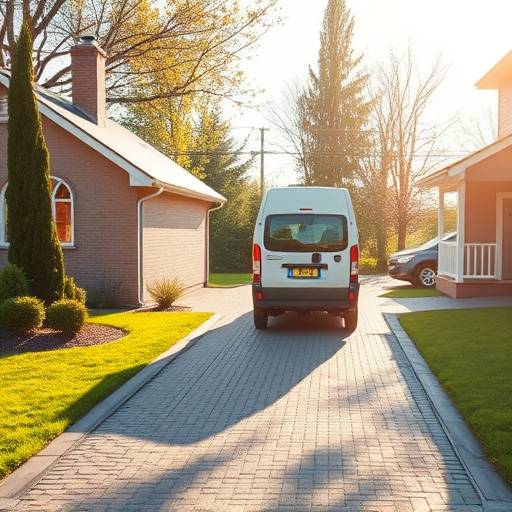 An Apex Motors delivery truck delivering a brand new car to a customer's driveway