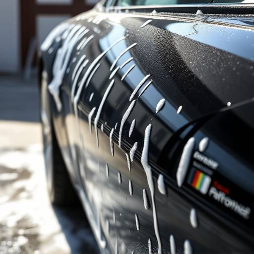 Car receiving a full detail service including washing and waxing